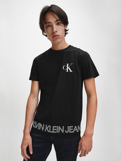 Calvin Klein Ruhák HU455130 | Calvin Klein Organic Cotton Logo Férfi Póló Fekete